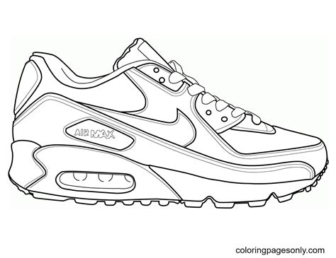 Nike Air Max 90 Sneaker Coloring Pages 